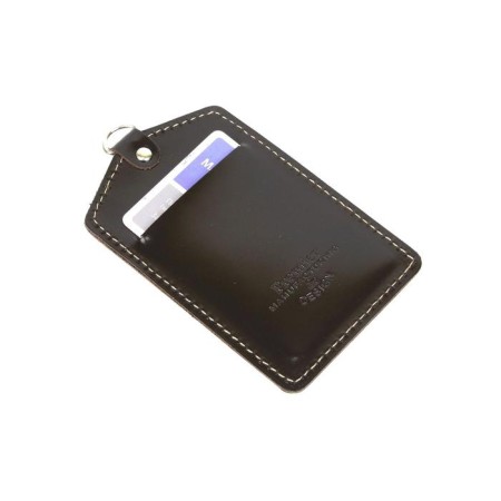 Case for passing, badge with pocket, brown dark smooth