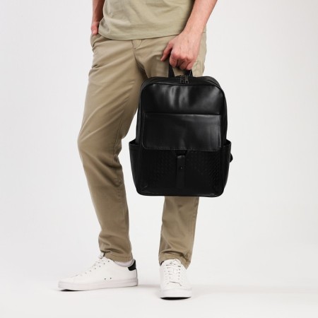 Male backpack on a zipper, 3 outer pockets, black color-5