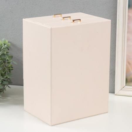 Casket to the leatherette for jewelry "Archivarius with two boxes" white 20x15.5x28 cm-4