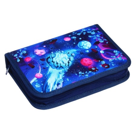 Penal 1 section, 140 x 200 x 40 mm, 2 folding strips, fabric, Hatber "Universe" Blue NPK_74288-1