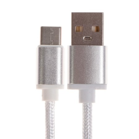 Oxion DCC259, Type -C - USB, charging + data transfer, 1.3 m, braid, white-1