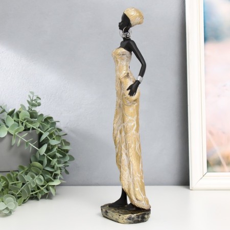 Polystone souvenir "African with a jug in a light dress with leaves" MIX 8.5x6.3x33.5 cm-4