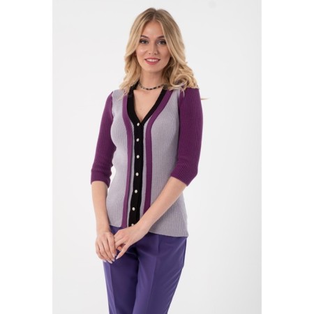 Cardigan Women Wisell, size 44, black color, purple-3