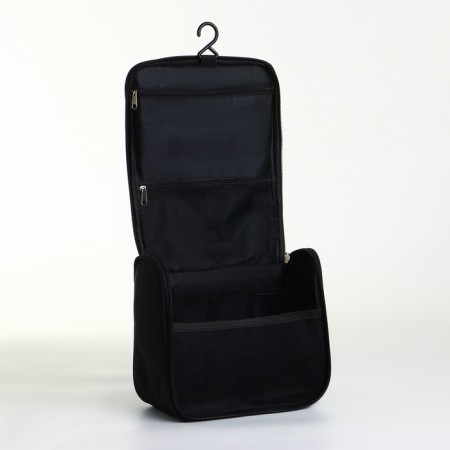 Cosmeticis-mester with a lightning, with a hook, an outer pocket, black color-3