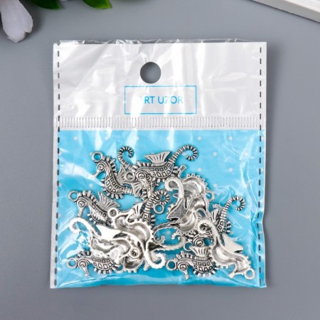 Decor Metal for creativity "Sea Horse" silver G142B709 2.9x1.2 cm-3