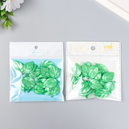 Decor for creativity plastic "Leaf" set 20 pcs green 3.2x1.8 cm-4