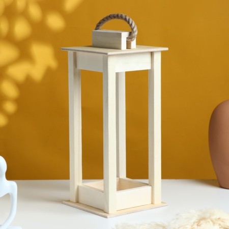 Kashpo wooden 12 × 12 × 30 cm "flashlight", handle rope, natural give beautifully-1