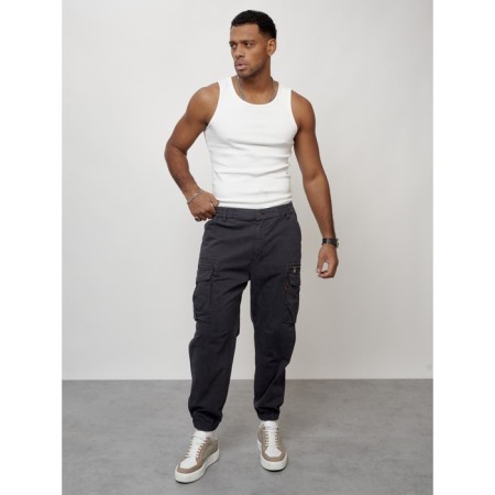 Cargo jeans men, size 44-46, dark gray color-11