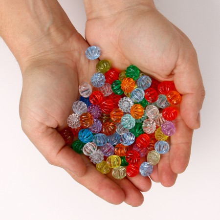 Crystals are plastic decorative, set of 140 g, size 1 pc. - 1 × 1.5 cm, color mix-5