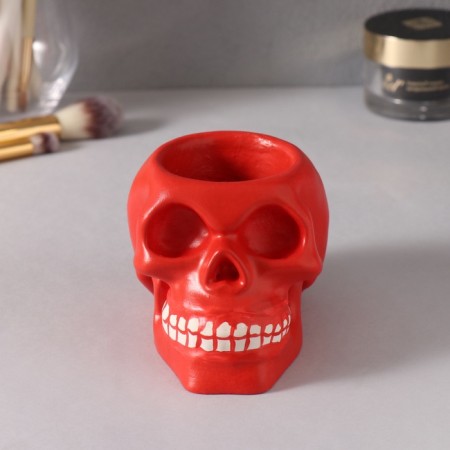 Interior item "Skull" 7*10cm red, white teeth-1