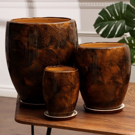 Set of pots 3 pcs. "Spring" brown 15 l/ 5.5 l/ 1.5 l