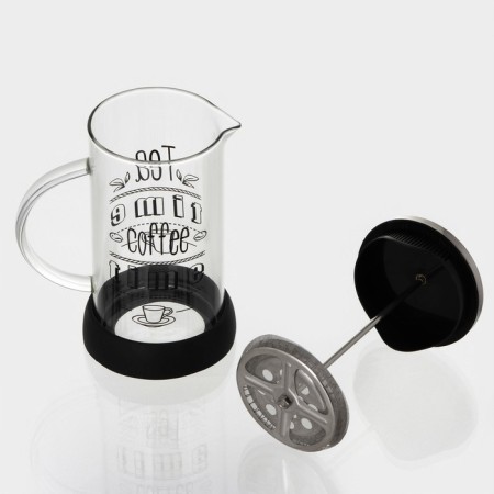 Kelly Kelly press teapot, 600 ml, glass, black color, MIX drawing-1