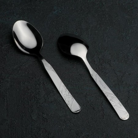 Dessert spoon "Flowers", h = 14.5 cm, thickness 1.5 mm, silver color