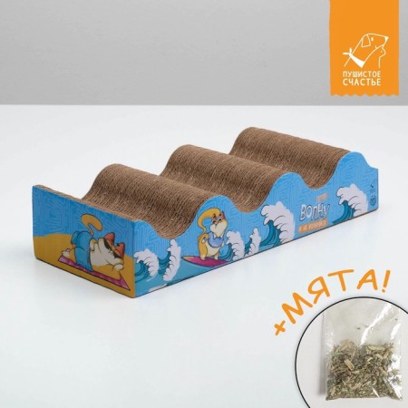 Coopete from cardboard with a cat's mint "catch a wave", a wave with a bottom, 45 × 18 cm-1