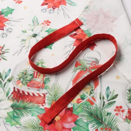 Apron "Ethel" Christmas Red Flowers 60x70cm, 100% HL, sarzha 190 g/m2-12