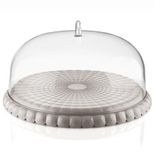 Cake stand with the Guzzini Tiffany lid, D = 30 cm, the color is gray-beige