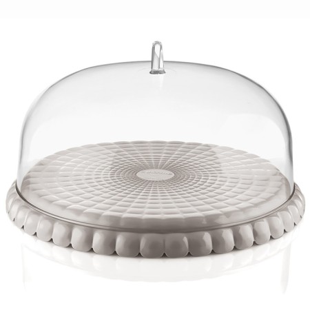 Cake stand with the Guzzini Tiffany lid, D = 30 cm, the color is gray-beige