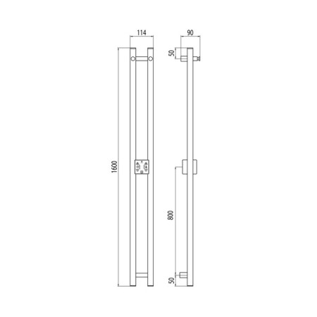Terminus duo electric heated towel rail "Prof", 1600x114 mm, black matte-2