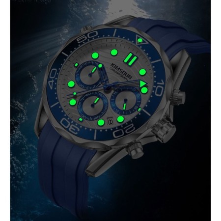Men's watches, with a calendar, backlight, chronograph, D-4.3 cm, blue-1