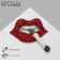 Brooch "Lips" 18+, colored in silver