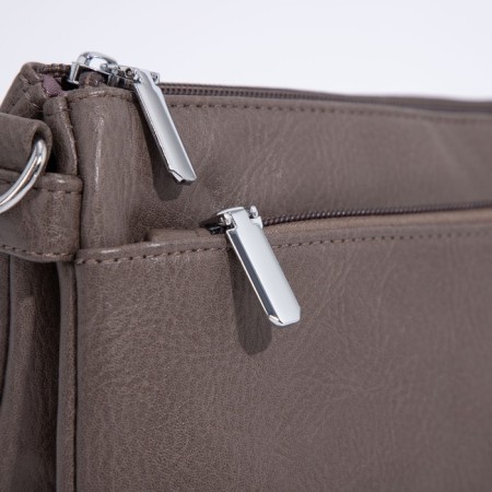 Bag Cross-Bodi with a zipper, khaki color-4