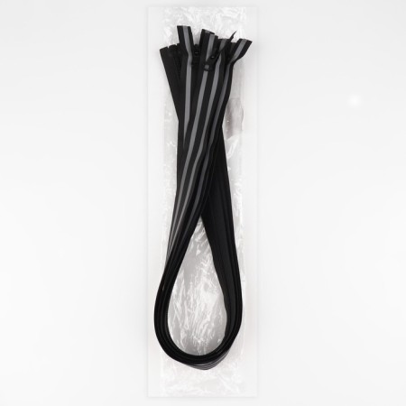 Lightning "Spiral", No. 5, detachable, waterproof, with a reflective tape, castle machine, 70 cm, black/gray color-2