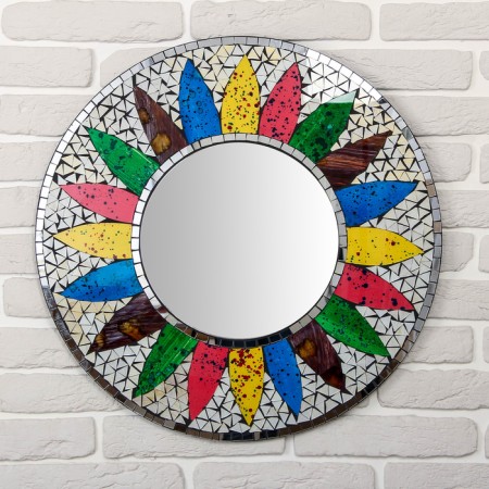 Mirror panel "multi -colored sun" 60x1x60 cm