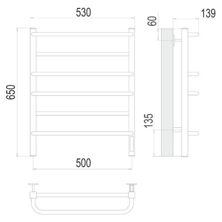 Electric Terminus towel "Euromix" P6, 500x650 mm, chrome-2