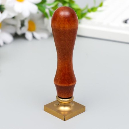 Printing for waxing with a wooden handle "Vetka with leaves" 9x2.5x2.5 cm-2