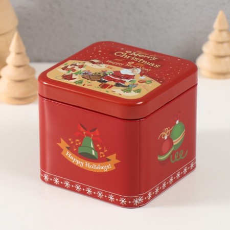 Casket Metal Square "Festive commotion" 7.5x7.5x6.5 cm-1