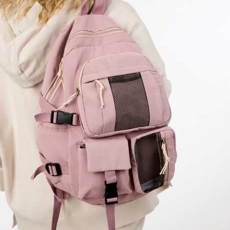 School backpack on lightning, 5 outer pockets, pink color-5