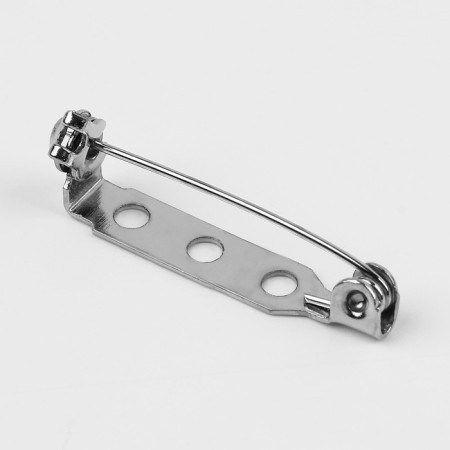 The base for brooches, 3 holes, 27 mm, 10 pcs, silver color-2