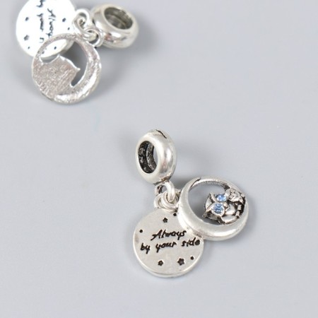 Bale with a pendant Metal for creativity "Oblushka with a hook" silver, rhinestones 1x2 cm