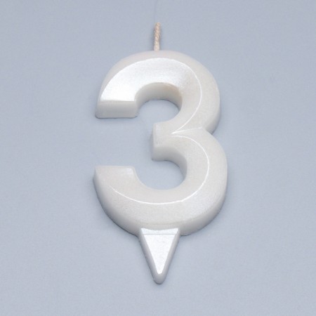 Candle in the cake "Gran + Fountain", number "3", pearl, 6.5 cm-2