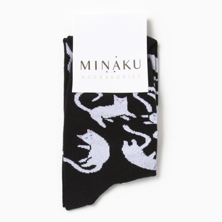 Minaku socks "cats", black color, size 38-39 (25 cm)-2