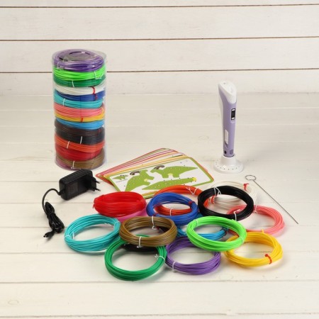 Set in a 3D tube 3D handle with a violet display + plastic PLA 15 colors, 10 meters