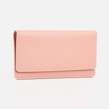 Women's wallet on the button, pink color