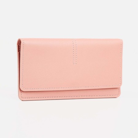 Women's wallet on the button, pink color