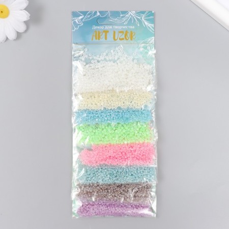 Round beads 12/0 "marshmallow" mother -of -pearl 8 colors x 10 g 20x8 cm