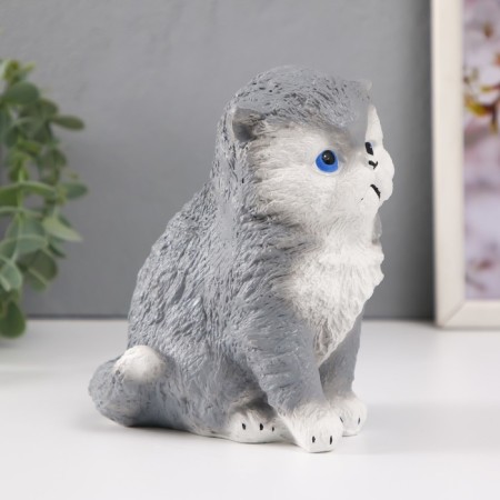 Piggy bank "Vaska kitten" gray, height 15.5 cm, width 10 cm, length 13.5 cm-2