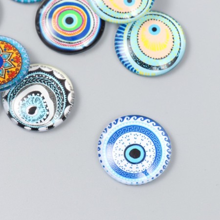 Decor (cabochon) for creativity glass "Türkiye" mix d = 2.5 cm-1