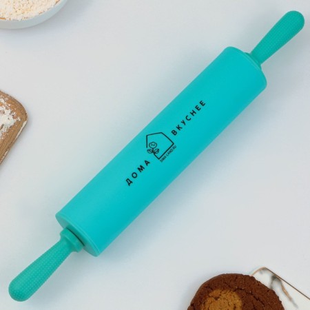 The rolling pin is "tastier at home", 31 x 4.2 cm, silicone, plastic, turquoise color-2