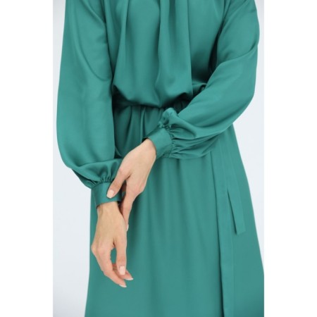 Midi silk dress with skirt, size 44-3