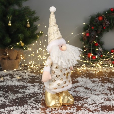 Soft toy "Santa Claus Flower" (59x21 cm extended legs) 40x21 cm, golden-white-1