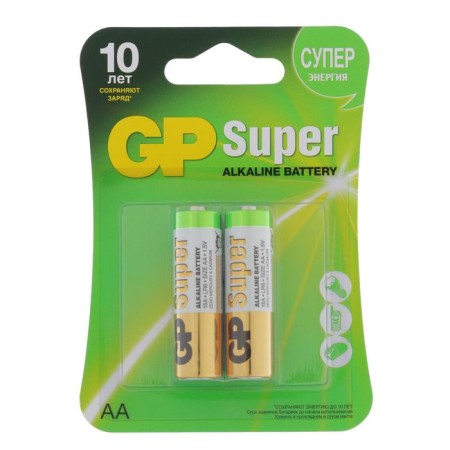 Battery Alkalin GP Super, AA, LR6-2BL, 1.5V, blister, 2 pcs.-3