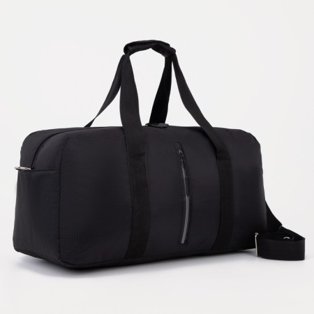 Sports bag with lightning, 2 external pockets, average size, black color
