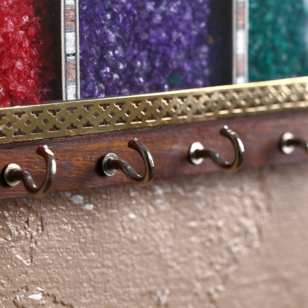 Key "Beauty" wood, metal, textiles, stone, glass, MDF 3x21x12.5 cm-2