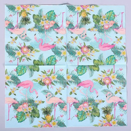 Paper napkins “Flamingo with flowers”, 33x33 cm, set 20 pcs.-1