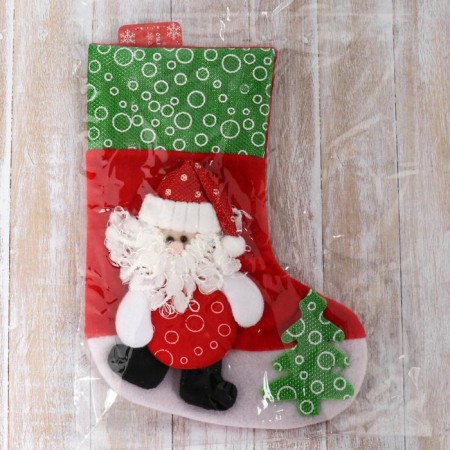 Nosok for gifts "Santa Claus with a Christmas tree" 19x26 cm, red-green-2
