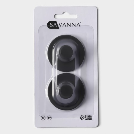 A set of metal self -adhesive hooks Savanna Black Loft Grip, 2 pcs, 3 × 5.2 cm-4